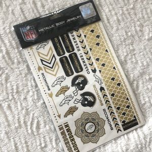Denver Broncos body and face jewelry stickers gold and black